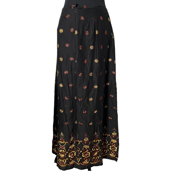 Urban Outfitters Lip Gloss 90s Black Floral Printed Cotton Maxi Skirt Size 7 NWT - Picture 2 of 6